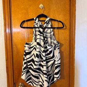 Worthington Black & White Zebra Halter Top